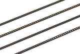 Black Shiny Chain, 3 Meters - 9.9 Feet (2x2.5mm) Black Antique Brass Sparkle Bright Faceted Soldered Curb Chain - Z061