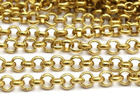 5 M. Raw Brass Open Link Rolo Belcher Chain , ( 5mm ) Bs 1019