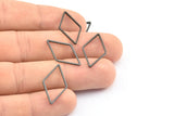 Black Diamond Charm, 25 Oxidized Brass Black Open Diamond Ring Charms (23x13.5x1mm) D0028 S722
