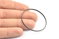45mm Circle Connector, 6 Oxidized Brass Black Circle Connectors (45x1.7x0.8mm) E053 S721