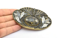 1 Vintage Handcraft Belt Buckle With Stone (106x67mm) - Made in Germany YS75