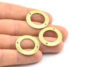 Middle Hole Ring, 15 Raw Brass Connector Middle Hole Rings (25mm) D0206--y025