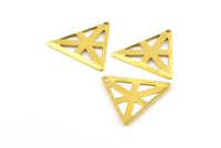 Brass Triangle Charm, 20 Raw Brass Triangle Charms With 1 Hole (22x25mm) Brs 3025 A0090