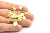 Tiny Triangle Charm, 500 Raw Brass Triangle Charms With 2 Holes (9x10mm) Brs 6212 A0049