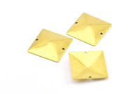 Brass Square Pyramid, 20 Raw Brass Square Pyramid Stamping Connectors with 2 holes  (20x20mm) Brs 671 A0062