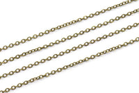 Brass Chain, Link Chain,5 Meters - 16.5 Feet (1.5x2mm) Antique Bronze Tone Brass Soldered Chain - Y0060 Z028