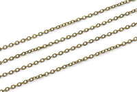 Antique Bronze Brass Chain, 5 Meters - 16.5 Feet (1.5x2mm) Antique Bronze Tone Brass Soldered Chain - Y006 ( Z028 )