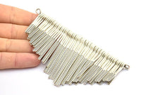 Antique Silver Fringed Pendant, 1 Antique Silver Plated Brass Textured Fringed Trim Pendant With 2 Loops (126x70x7mm) V083 H090