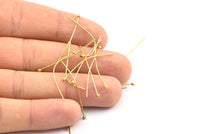 Raw Brass Pin, 200 Raw Bras Ball Pins, Findings (35x0.7x1.8mm) BP-10 - BRC220