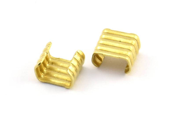 8mm Crimp End, 50 Raw Brass Crimp Findings Without Holes (8x7mm) A0146