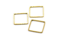 Square Brass Findings, 10 Raw Brass Textured Square Findings (20mm) A0578