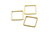 Square Brass Findings, 10 Raw Brass Textured Square Findings (20mm) A0578
