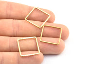 Square Brass Findings, 10 Raw Brass Textured Square Findings (20mm) A0578
