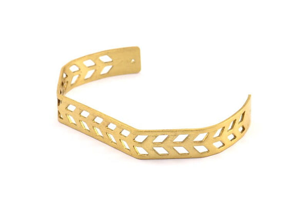 Brass Chevron Cuff - 1 Raw Brass Chevron Cuff Bracelet Blank Bangle With 2 Holes (10x145x0.8mm)  T106-0