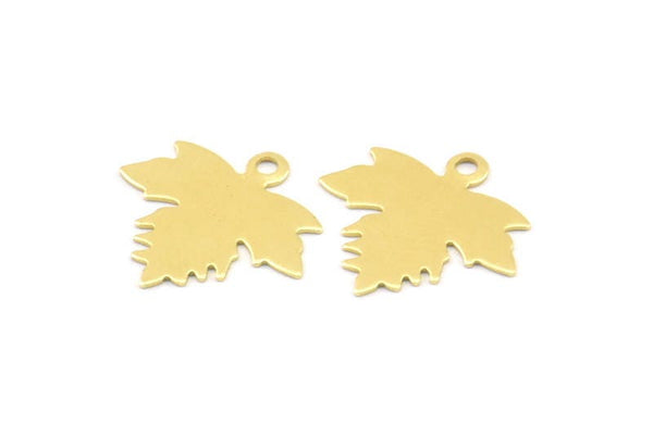 Brass Leaf Charm, 50 Raw Brass Leaf Charms With 1 Loop, Pendant, Findings (15x13mm) A0605
