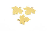 Brass Leaf Charm, 50 Raw Brass Leaf Charms With 1 Loop, Pendant, Findings (15x13mm) A0605
