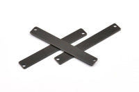 Black Customized Bar, 6 Oxidized Brass Black Stamping Blanks With 2 Holes (6x44x0.80mm) B0191 S667
