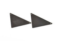 Black Triangle Charm, 5 Oxidized Brass Black Triangle Pendants With 2 Holes (45x35x35mm) Brs 3092 A0045 S663