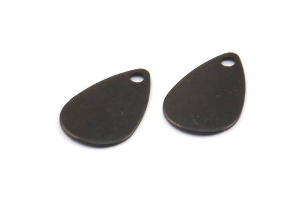 Black Drop Charm, 25 Oxidized Brass Black Drop Charms With 1 Hole, Findings (13x8mm) Brs 1988 A0235 S649