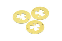 Brass Clover Connector, 10 Raw Brass Clover Connectors With 2 Holes, Findings, Charms (23x0.9mm) B0206