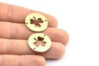 Brass Clover Connector, 10 Raw Brass Clover Connectors With 2 Holes, Findings, Charms (23x0.9mm) B0206