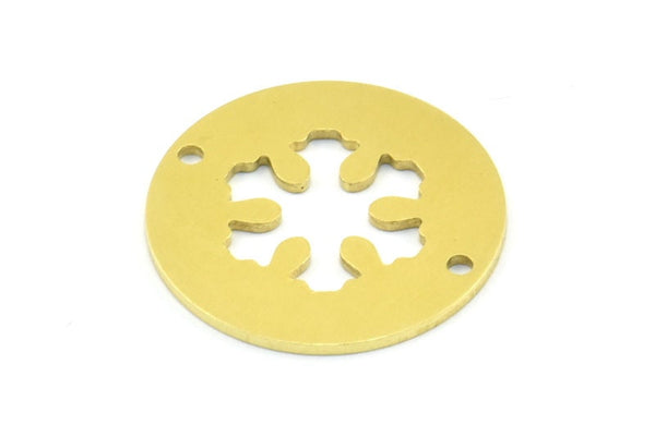 Brass Snowflake Connector, 10 Raw Brass Snowflake Connectors With 2 Holes, Findings, Charms (23x0.9mm) K632
