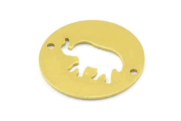 Brass Elephant Connector, 10 Raw Brass Elephant Connectors With 2 Holes, Findings, Charms (23x0.9mm) K633