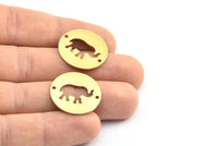 Brass Elephant Connector, 10 Raw Brass Elephant Connectors With 2 Holes, Findings, Charms (23x0.9mm) K633