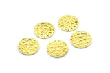 Brass Round Charm, 100 Raw Brass Textured Round Charms With 1 Hole, Findings (10x0.8mm) E172