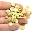 Brass Round Charm, 100 Raw Brass Textured Round Charms With 1 Hole, Findings (10x0.8mm) E172
