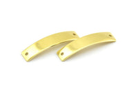 Curved Rectangle Connector, 12 Raw Brass Wavy Rectangle Connectors With 2 Holes (35x8x0.8mm) BS 1808