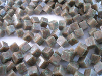 Green Spot Stone 12 Mm Cube Gemstone Beads Full Strand G117 T095