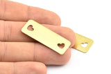 Blank With Heart Hole, 10 Raw Brass Rectangle Blanks With Heart Holes (15x40x0.80mm) D0251--c025