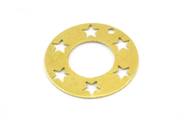 Brass Star Charm, 25 Raw Brass Star Pentagram Charms (20mm) Brs 152-2 A0196