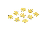 Brass Hello Charm, 50 Raw Brass Hand Charms (9mm) Brs 700 A0200