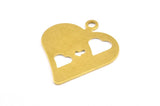Brass Heart Blank, 6 Raw Brass Heart Stamping Blank (35x30x0.80mm) D0189--Y349 Y093