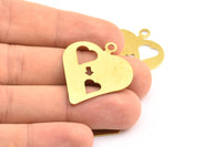 Brass Heart Blank, 6 Raw Brass Heart Stamping Blank (35x30x0.80mm) D0189--Y349 Y093