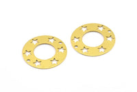 Brass Star Connector, 50 Raw Brass Star Pentagram Connectors With 2 Holes (20mm) A0195