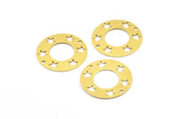 Brass Star Connector, 50 Raw Brass Star Pentagram Connectors With 2 Holes (20mm) A0195