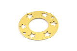 25 Raw Brass Star Pentagram Connectors 2 Holes 20mm Brs 152 A0195