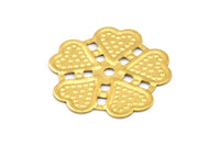 Brass Flower Charm, 48 Raw Brass Flower Charms, Pendants (21mm) Brs 555 A0277