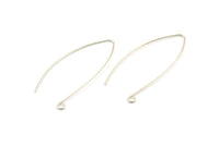 Silver Earring Wires, 12 Silver Tone Earring Wires (50x0.70mm) D146 H0546
