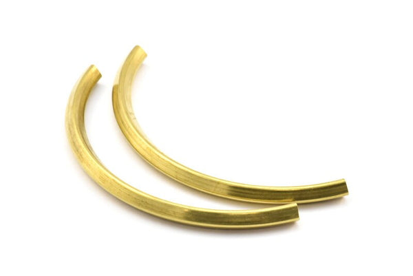 Oval Choker Tube - 12 Raw Brass Square Oval Curved Tubes (95x5x5mm) Sq20 Brc275