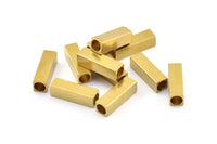 Geometric Industrial Tube Beads, 25 Raw Brass Square Industrial Tube Findings (20x6mm) A0683