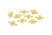 100 Raw Brass Flower Connectors, Charms, Pendant,findings (14x8mm) A0513