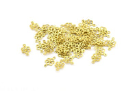 100 Raw Brass Flower Connectors, Charms, Pendant,findings (14x8mm) A0513
