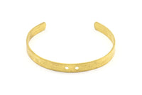 Brass Cuff Bracelet - 2 Raw Brass Cuff Bracelet Bangle With 2 Holes (6x145x1mm) Brc003