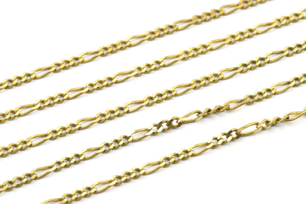 Soldered Figaro Chain, 5 Meters Faceted Raw Brass Soldered Figaro Chain (3mm) Fg3