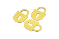 Brass Key Lock, 25 Raw Brass Key Lock Charms,pendant,findings (15x10mm) Brs 480 A0122