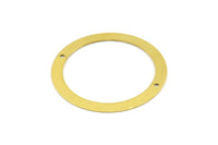 Middle Hole Connector, 10 Raw Brass Circle with 2 Holes And Middle Hole Connector (40mm) Brs 6 A0535